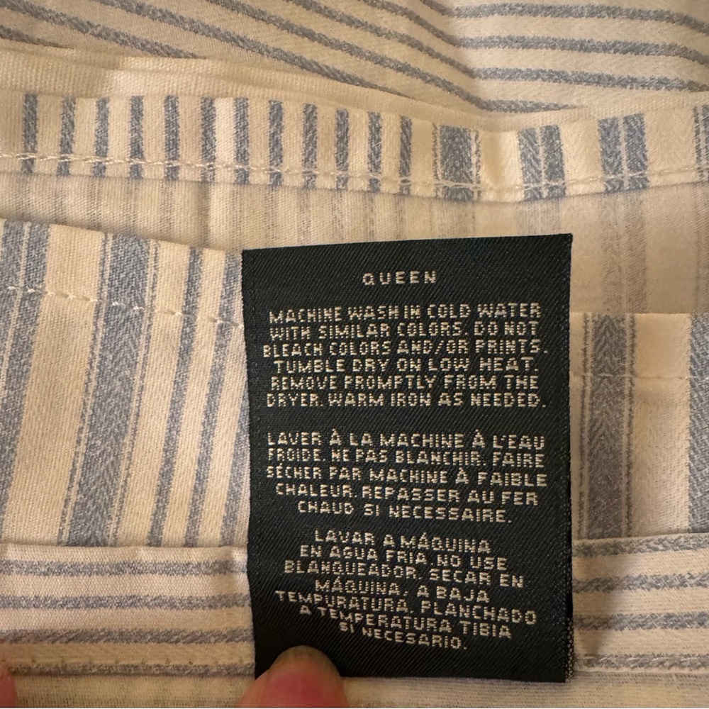 Blue and White Striped Bedskirt - Picture 2 of 3